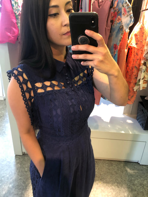 Macacão Em linho azul marinho Le’Rizz 6550💫