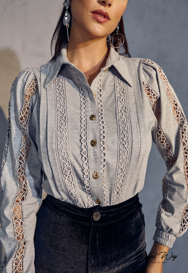 CAMISA C/ DETALHES CRU MI113076💫