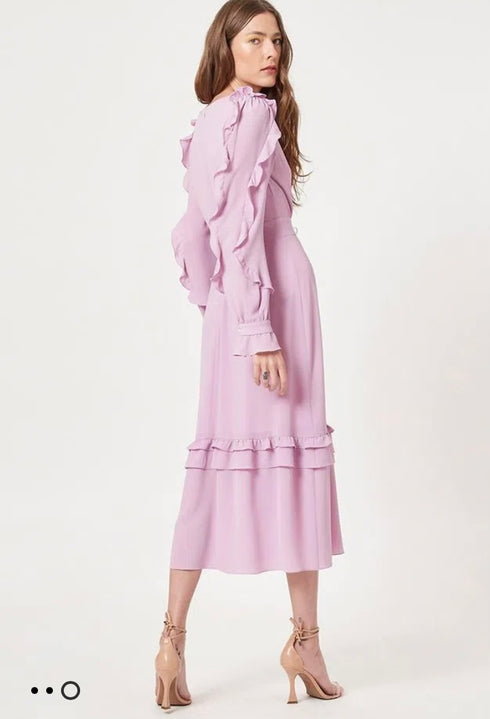 ..VESTIDO MIDI MANGA LONGA BABADOS💫