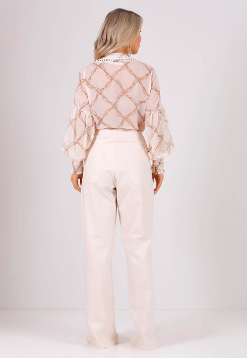 Conjunto calça flare + body com estampa exclusiva