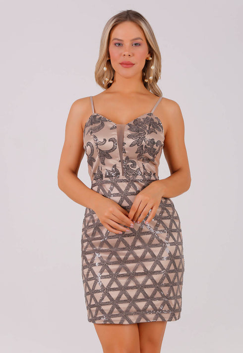 Vestido justo paetê + cinto Perfect Way💫