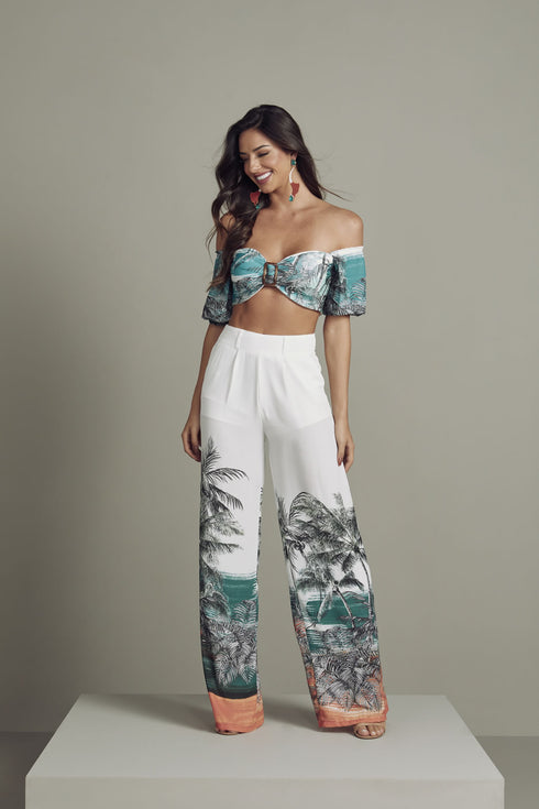 Conjunto de Cropped e Calça Mondabelle 0240💫