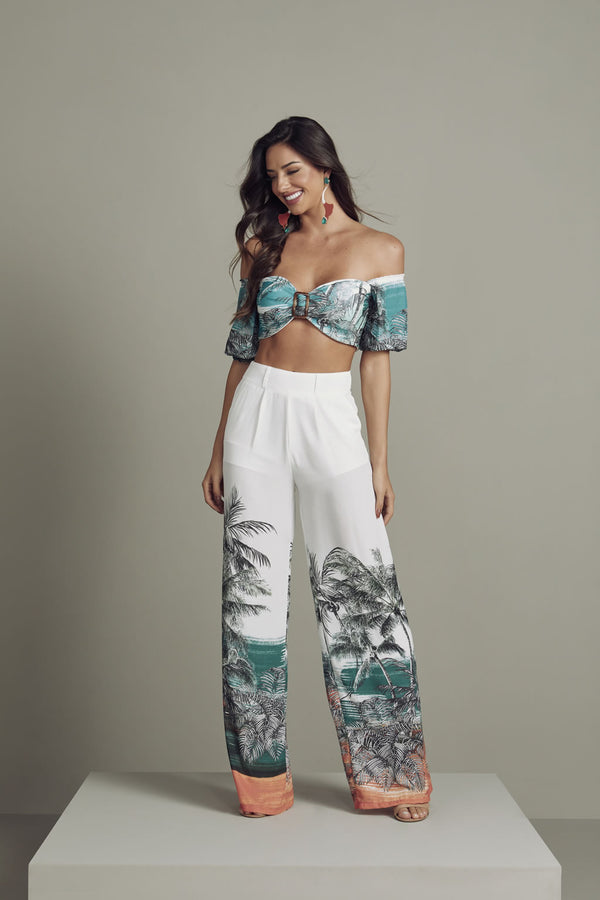 Conjunto de Cropped e Calça Mondabelle 0240💫