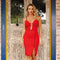 Vestido Vermelho midi com decote profundo Menina Bonita 6272