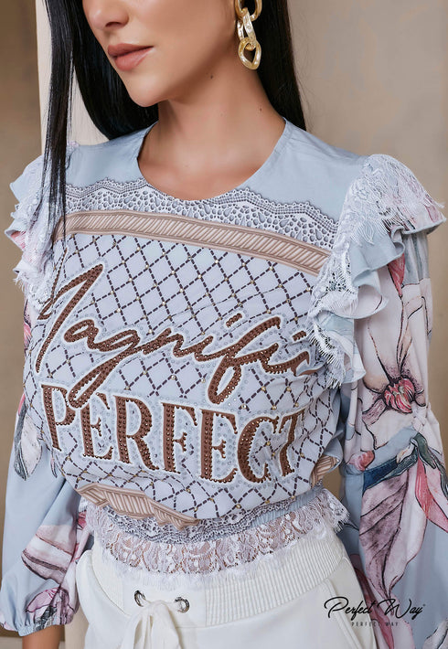 TOP T SHIRT MANGA LONGA ESTAMPA EXCLUSIVA LO134230💫