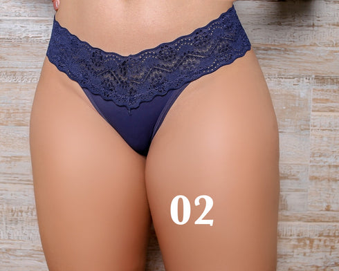 …Calcinha fio microfibra renda laço bijouteria