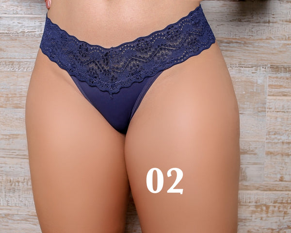 …Calcinha fio microfibra renda laço bijouteria