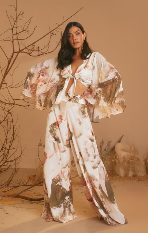 LUXO Conjunto Cropped e Calça Maxi Flare 31071