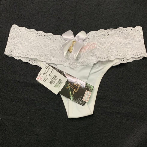 …Calcinha fio microfibra renda laço bijouteria