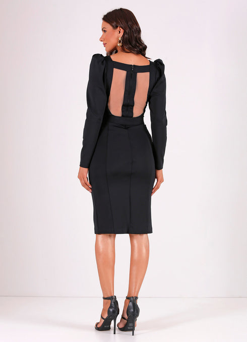 Vestido Manga Princesa Preto Perfect Way