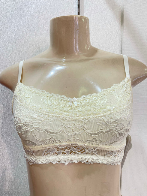 .Top em Renda marfim Sem Bojo Karicia