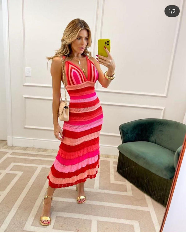 Vestido de Tricô colorido💫