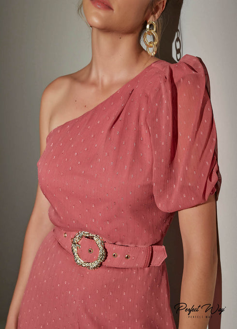 Macacão Longo meio ombro com cinto 14261