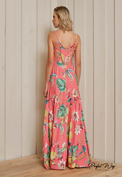 Vestido longo em crepe