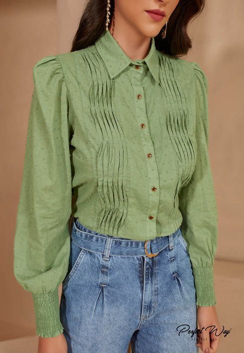 CAMISA C/PREGAS MAIS DETALHES LO113200💫