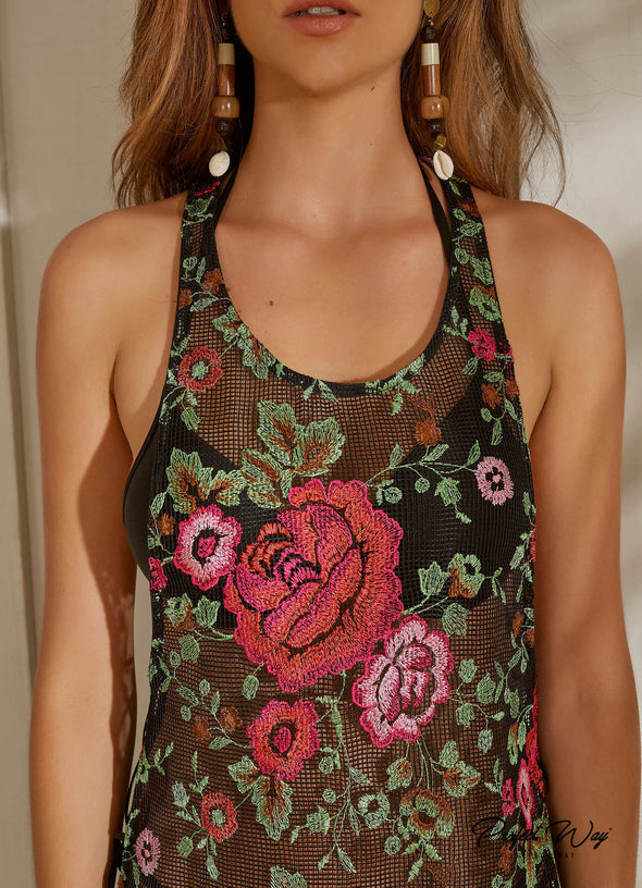 ⭐️Vestido Saida Tela Bordada
