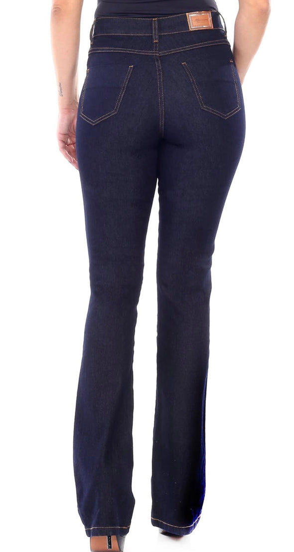 🌐Calça Jeans sawary preta flare com Lycra