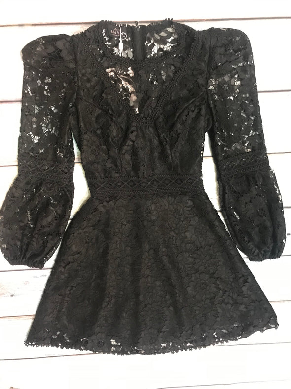 VESTIDO DE RENDA PRETO 347🌻